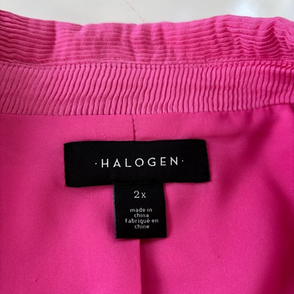 Halogen Women's Bright Pink Corduroy Trench Jacket Ribbed Lightweight Size 2X - Picture 4 of 10